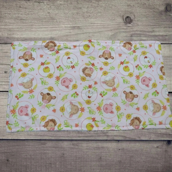 Burp Cloth, Cotton and Terry Cloth, Baby Farm Animals, Set of 2 - Picture 2 of 3